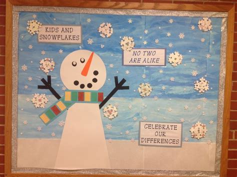 Good Winter Bulletin Board Idea Thinking Of Adding Snowflakes Made