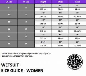 Rip Curl Wetsuit Size Chart The Wave Shack