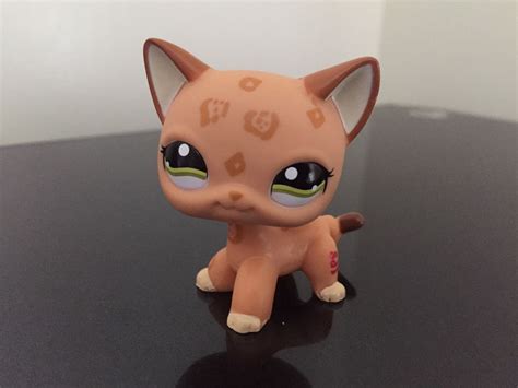 Littlest Pet Shop Cat 1120 Lps Tan Leopard Spots Short Hair Grn Eyes