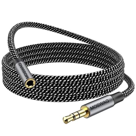 Moswag 35mm Extension Cable 66ft2meter Audio Male To Female Stereo