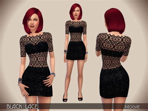 Black Lace Dress By Paogae At Tsr Sims 4 Updates