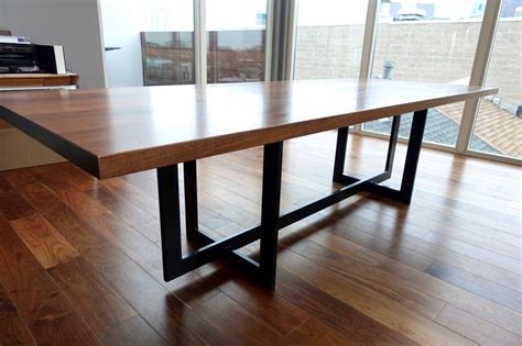 Modern Walnut Dining Table With Steel Legs Etsy Metal Wood Dining
