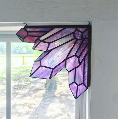 Amethyst Crystal Corner Accent Piece Stained Glass Projects Stained Glass Patterns Stained