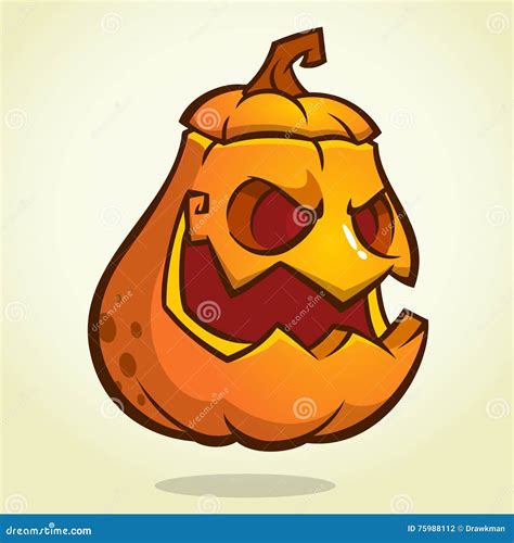 Halloween Scary Pumpkin Head Scarecrow Vector Illustration For