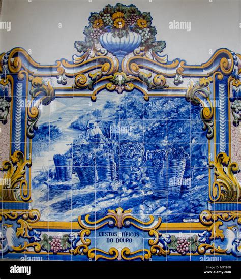 Tile Murals At Pinhao Railway Station Portugal Stock Photo Alamy