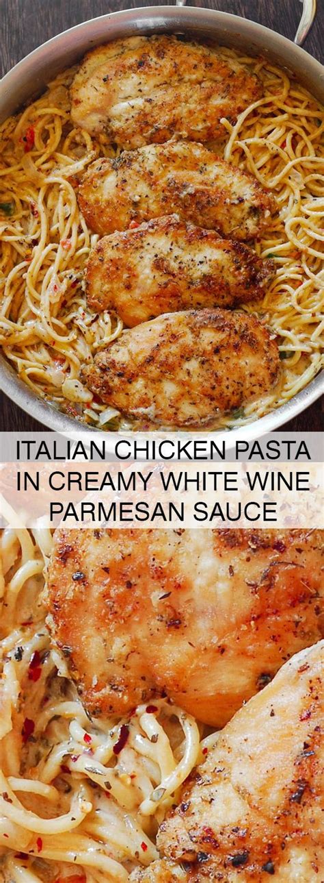 Italian Chicken Pasta In Creamy White Wine Parmesan Sauce