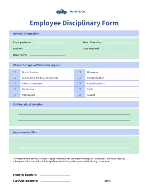 Employee Disciplinary Action Form