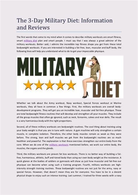 For Better Life The Army Diet Military Diet Its All You Need