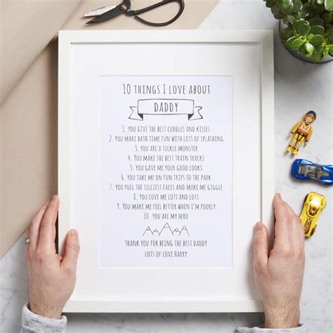 Personalised Ten Things I Love About Daddy Print Printed Birthday