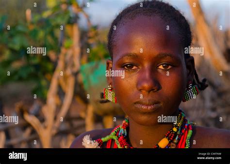 Turmi Ethiopia Africa Lower Omo Valley Village With Teenage Bena Tribe