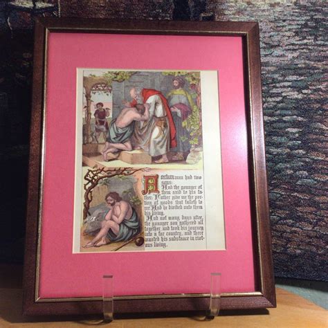 Atq 1890’s 1900’s Colored Chromolith Of Prodigal Son Matthew 21 28 32 Framed Ebay