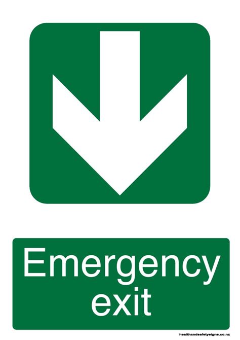 Emergency Exit Down Green Health And Safety Signs
