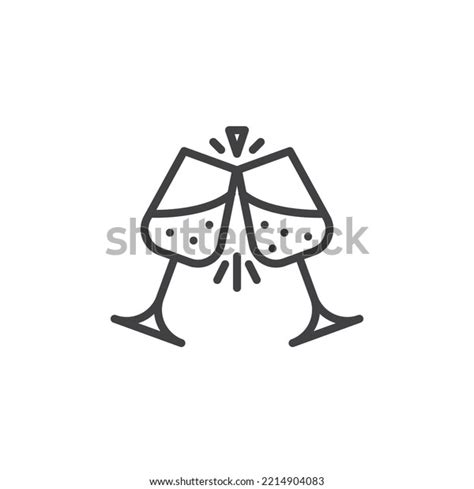 Champagne Glasses Clinking Line Icon Linear Stock Vector Royalty Free 2214904083 Shutterstock