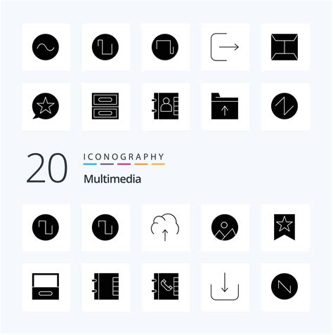 20 Multimedia Solid Glyph Icon Pack Like Logout Favorite Multimedia