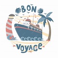 Premium Vector | Bon voyage postcard