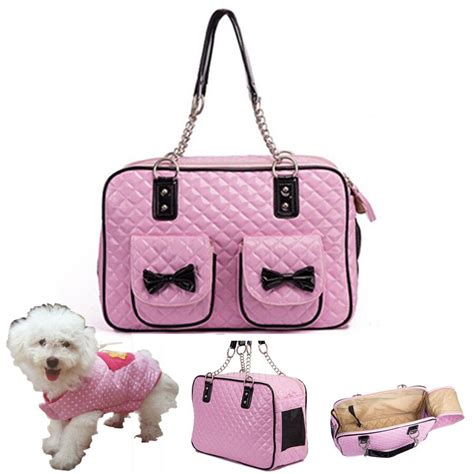 Pet Carrier Pink Leather Dog Bags Medium Dog Traveling Carrier Bag