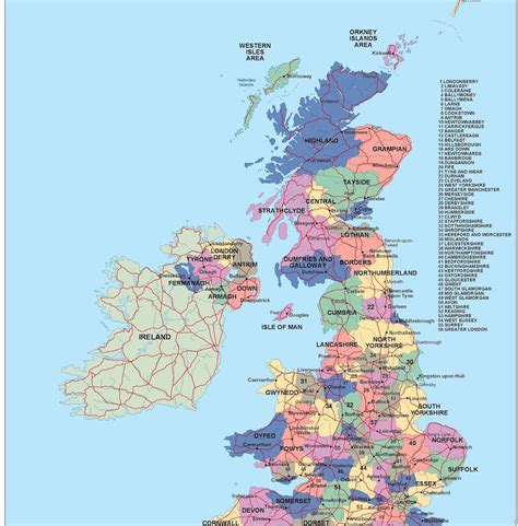 United Kingdom Political Map Illustrator Vector Eps Maps Eps
