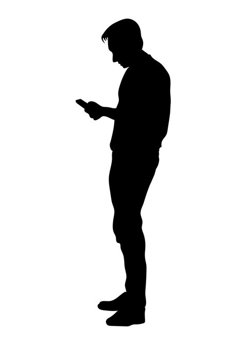 Graphics Silhouette Business Man Holding Smart Phone Vector
