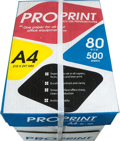 Pro Print A4 Multi Use Premium Paper 80gsm 210 X 297 Mm Box Of 5 For