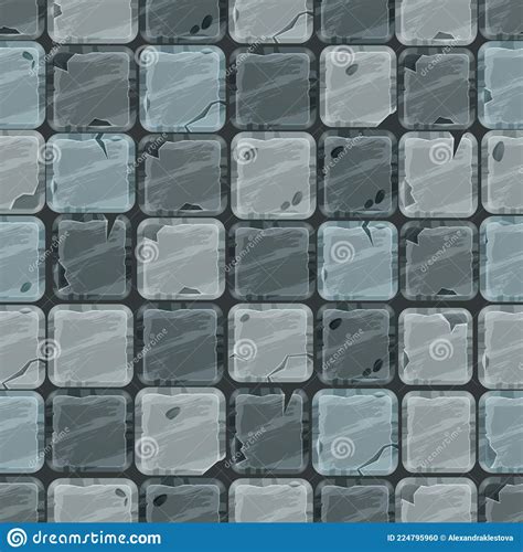Stone Cartoon Pavement Seamless Pattern Rock Cracked Tiles Floor