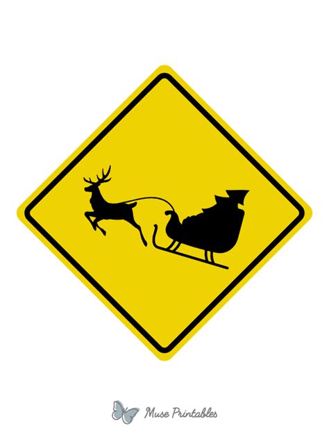 Printable Reindeer And Sleigh Crossing Sign