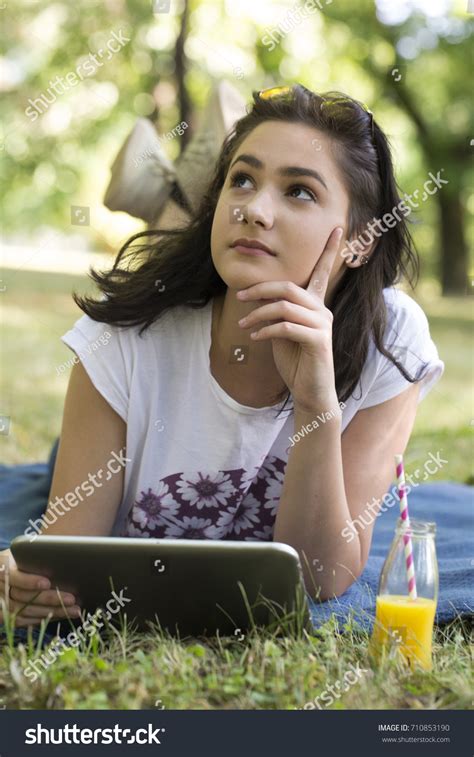 Beautiful Young Teenage Girl Lying On Stock Photo 710853190 Shutterstock