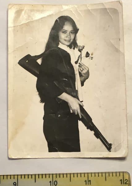 Photograph Of Viet Cong Female With M Carbine Scarf Enemy Militaria