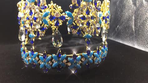 Full Round Crown Miss World Tiara Pageant Blue Stone Tall Crown Buy Full Round Crown Miss