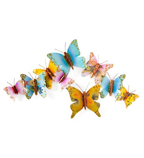 Indooroutdoor 3d Painted Metal Butterfly Wall Art Plow And Hearth