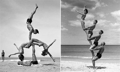 Beach Acrobatics 1930s Craze Which Was Popular On Australia S Bondi Beach Daily Mail Online