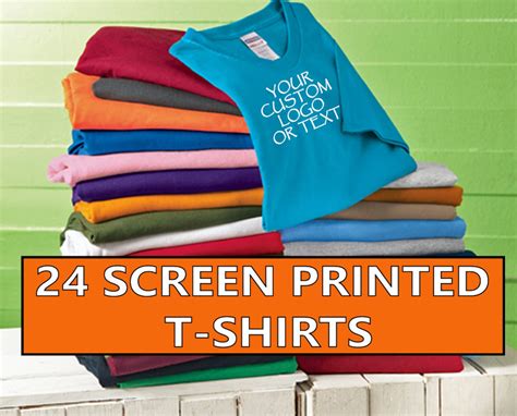 24 Custom Screen Printed T Shirts Any Color Tee 1 Color Ink Etsy