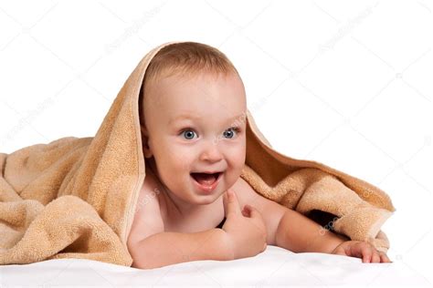 Little Baby Under Towel — Stock Photo © Chamillewhite 1382667