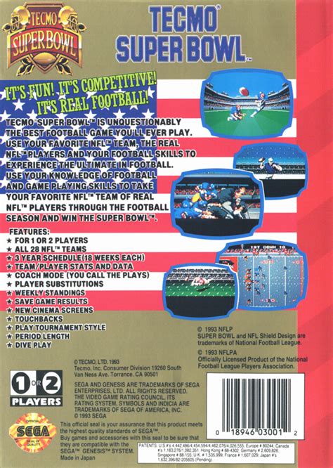 Tecmo Super Bowl Cover Or Packaging Material Mobygames