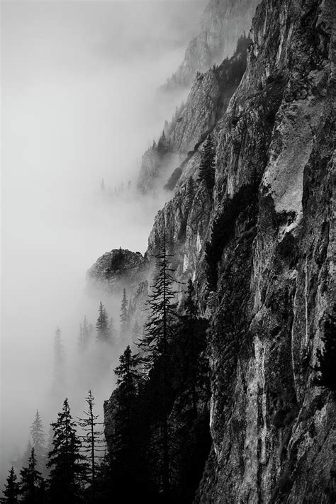 Black And White Silhouette Of The Mountains Photograph By