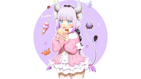 Desktop Wallpaper Cute Anime Eating Kanna Kamui Kobayashi San Chi No