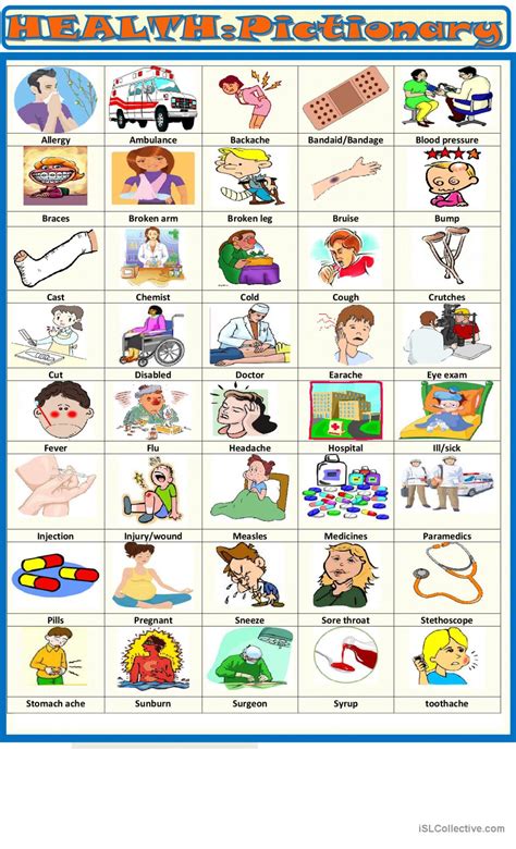 Health Pictionary Pictionary Pictu English Esl Worksheets Pdf And Doc