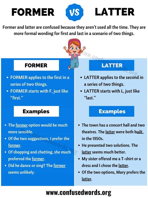 Former Vs Latter Useful Difference Between Latter Vs Former Confused