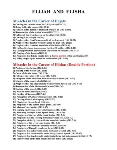 The Miracles Of Elijah And Elisha Bhhs57