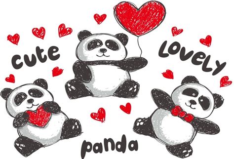 Laeacco Cute Panda Love Heart Colorful Drawing Baby