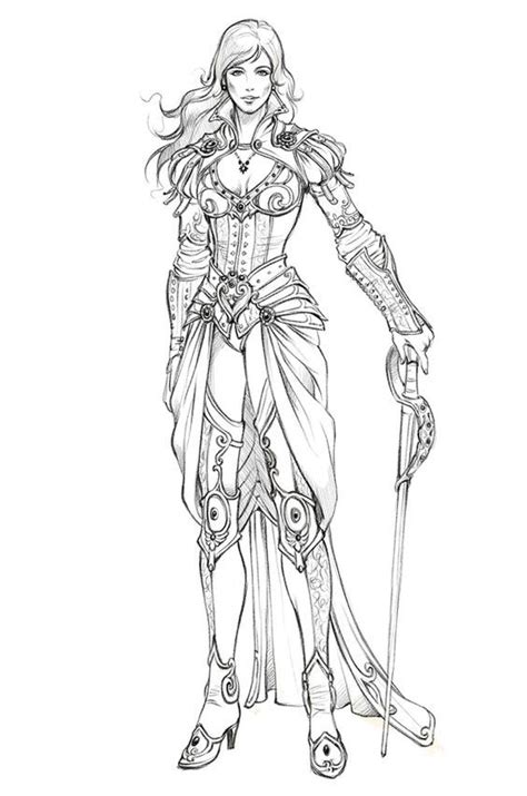 Anime Female Warrior Coloring Pages Elf Princess By Wieringo On