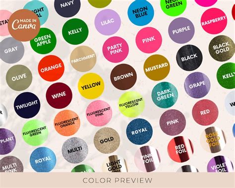 Editable Cricut Htv Color Chart Template Vinyl Colors Mockup Etsy België