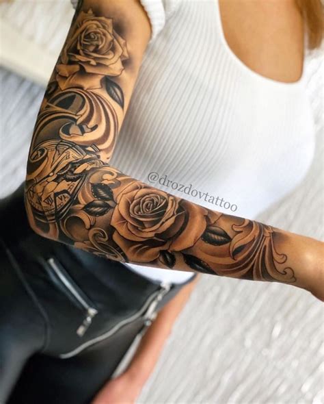 Half Sleeve Tattoos Forearm Rose Tattoo Sleeve Girl Arm Tattoos