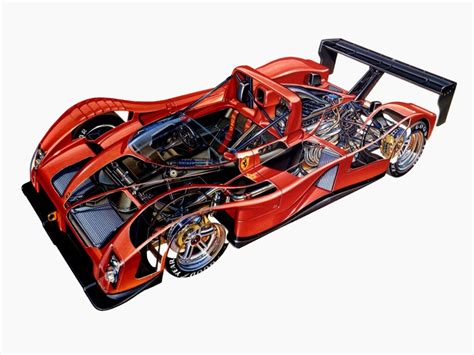 Ferrari F Cutaway Drawing In High Quality