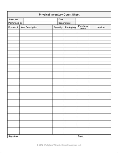 Restaurant Inventory Count Sheet Workplace Wizards