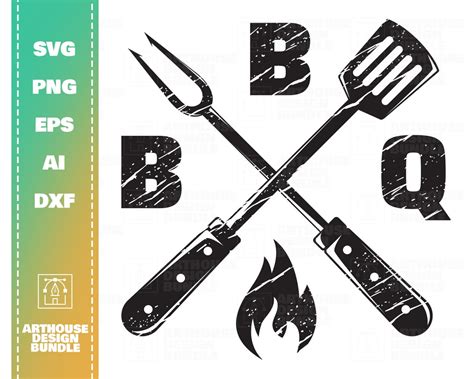 Barbecue Svg Barbecue Logo Svg Fork And Spatula Svg Etsy