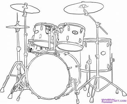 Drum Drawing Draw Cool Drawings Drums Kit