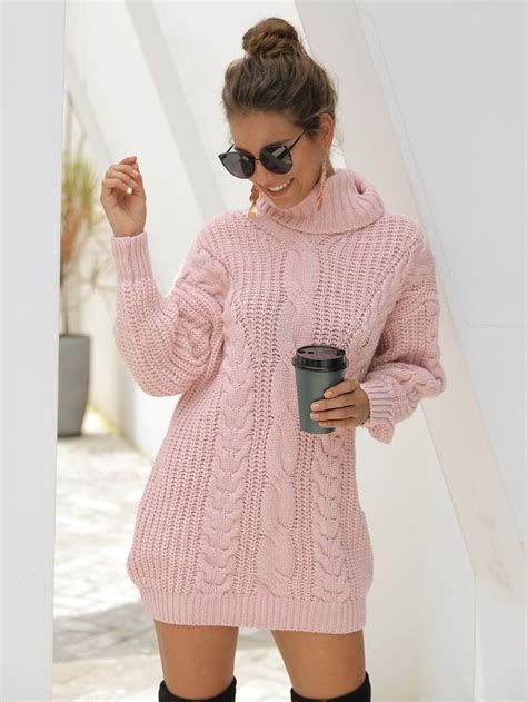 Pin By Stacy💋 ️💋bianca Blacy On Clothing Pink Sweaterdresses Knitting Women Sweater High Neck