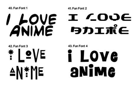I Love Anime 43 Anime Fonts 36 Colors 6 Sizes Laptop Etsy Anime