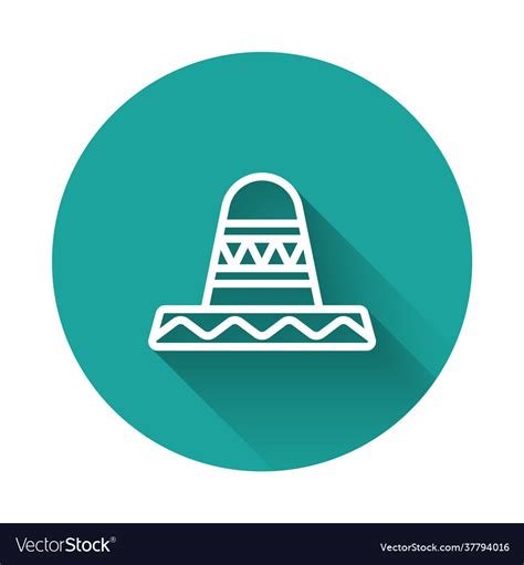 White Line Traditional Mexican Sombrero Hat Icon Vector Image
