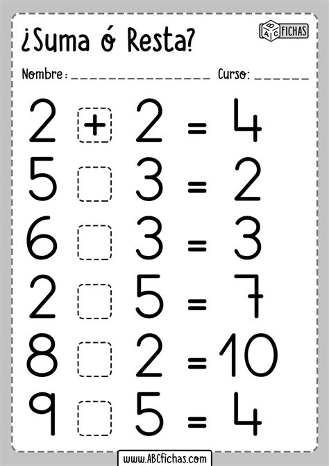 Ejercicios De Sumar Y Restar Abc Fichas